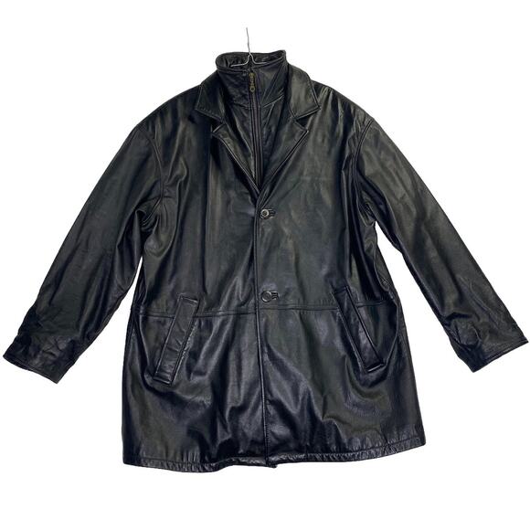 VTG Wilson's Leather Jacket Large Men’s Nylon Button Full Zip Single Vented - Picture 1 of 8